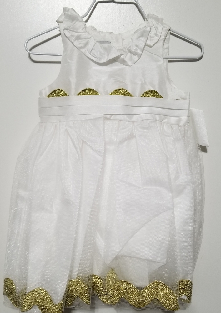 Mud Pie Baby Girls Size 9-12 Months Ivory Ric Rac Dress